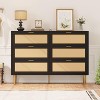 Rattan 6 Drawer Dresser, Wide Double Dresser with Gold Handles & Legs, Modern Chest with Large Storage for Bedroom or Living Room - 2 of 4