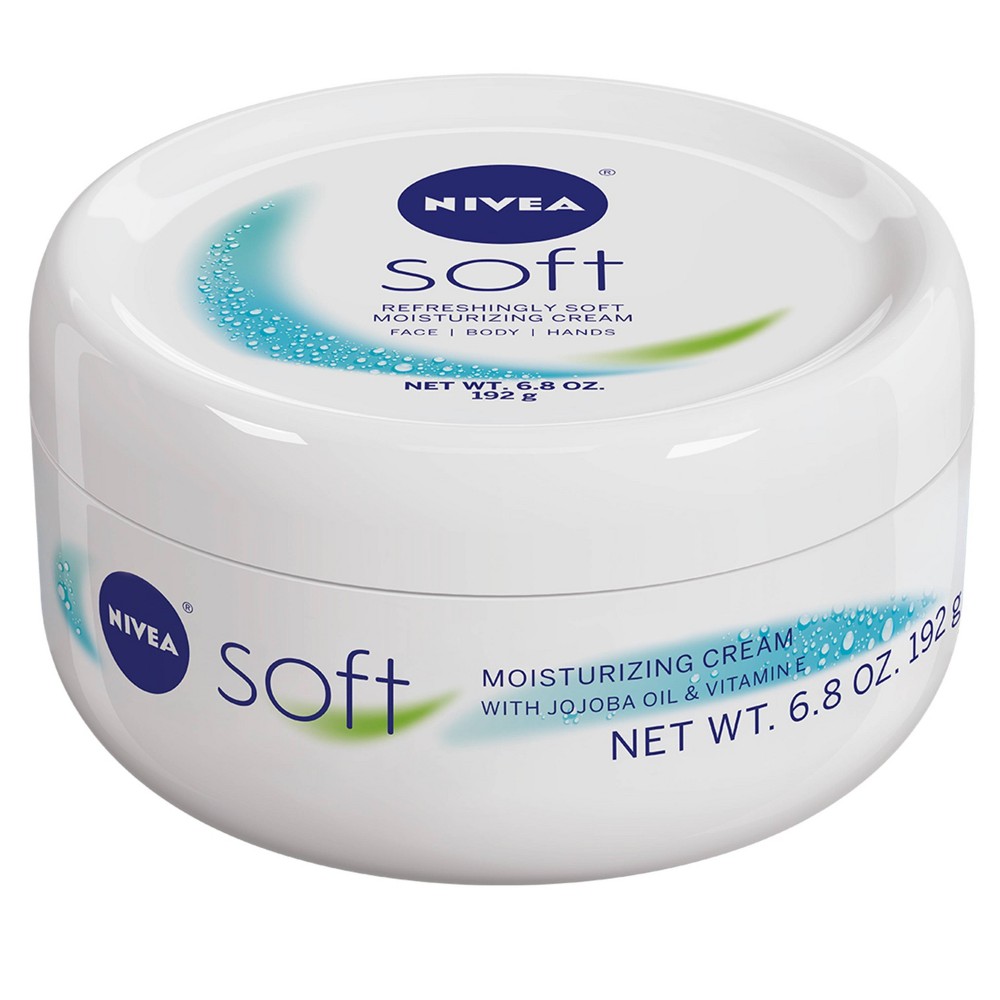 NIVEA Soft Moisturizing Crème Body, Face and Hand Cream - 6.8oz The key to soft, beautiful skin has arrived with NIVEA Soft, Refreshingly Soft Moisturizing Cream. NIVEA Soft is an all-in-one refreshing body cream, face moisturizer and hand cream that delivers long-lasting moisture and soft, supple skin. NIVEA Soft has a refreshingly light formula enriched with Jojoba Oil and Vitamin E for softer, smoother skin without that greasy feel. This fast absorbing moisturizer is perfect for all skin types. Complete your hand washing routine with NIVEA Soft cream and give dry hands the soothing skincare they deserve. To use, smooth NIVEA Soft, Refreshingly Soft Moisturizing Cream onto your skin daily. For best results, apply after showering. NIVEA is proud to be one of the leading companies in the field of skin care products, with more than 130 years of expertise.