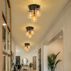 3-Lights Semi-Flush Ceiling Lights,Bohemian Rattan Flush Mount Light, Bulbs Not Included-The Pop Home - 3 of 4