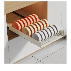 Pull Out Cabinet Organizer, Metal Slide Out Dish And Bowl Drying Rack, Fixed With Adhesive Film, Cabinet Organizers For Kitchen Under Sink, 15.4"W X - 1 of 4