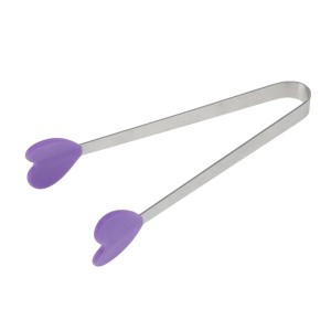 Unique Bargains Pcs Food Tongs Heart-Shaped Ice & Food Tongs Dishwasher Safe Stainless Steel Silicone 5 Inch 1 Pcs - 1 of 3