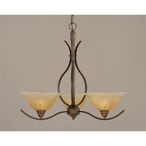 Toltec Lighting Swoop 3 - Light Chandelier in  Bronze with 10" Amber Crystal  Shade - 1 of 1