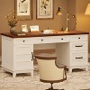 60" Farmhouse Executive Desk with File Drawers, Charging Station, Cabinet Storage, Home Office Computer Writing Desk - 4 of 4