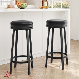 30'' Set of 2/4 Swivel Bar Stools Set with Footrest Counter Height Bar Stools with PU Leather Upholstered - 1 of 4