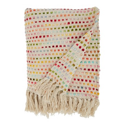 Blue Confetti Tasseled 50" x 60" Woven Throw Blanket