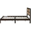 Queen Size Platform Bed with Rattan Headboard and Underbed Storage, Solid Rubber Wood Frame Bed for Modern Bedroom-Baofuwish - 3 of 4