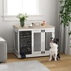 PawHut Furniture Dog Crate, 39" Dog Kennel Furniture Side Table for Large Dogs with Three Doors, Blackboard & Non-slip Foot Pads, White - 2 of 4