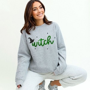 Simply Sage Market Women's Graphic Sweatshirt  Witch Hat and Stars - 1 of 4
