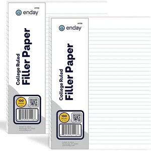 Emraw College Ruled Filler Paper, 3-Hole Punched, 100 Sheets/Pack, Lined White Paper for Binders – Office & Student Use, Pack of 2 - 1 of 4