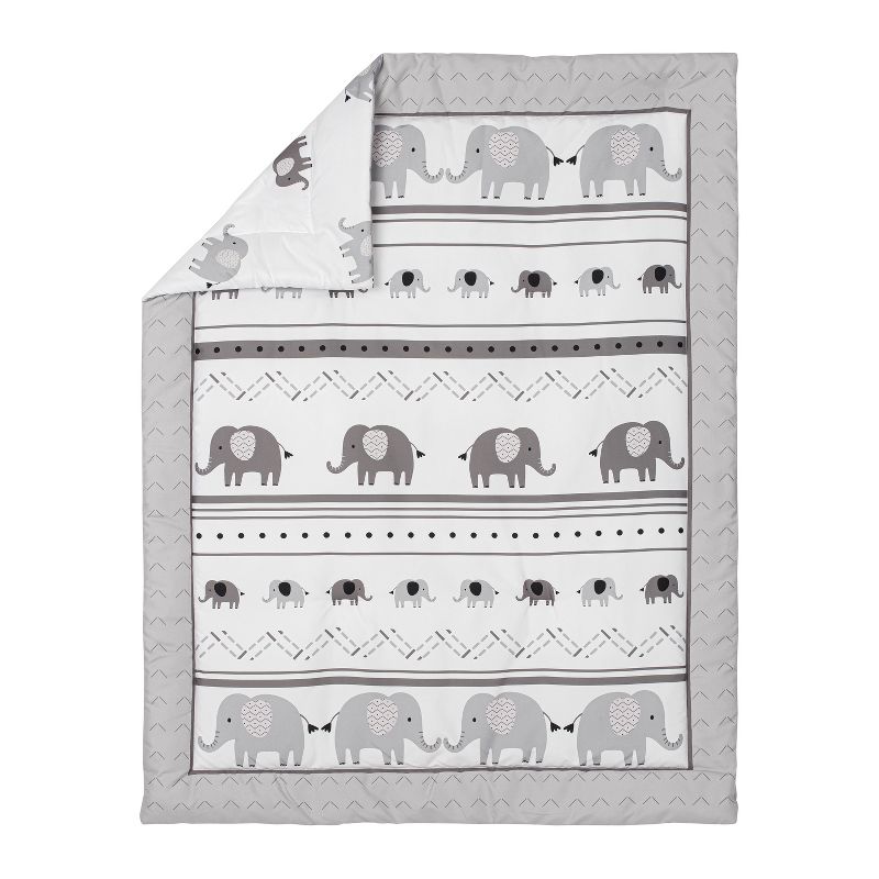 Sweet Jojo Designs Gender Neutral Unisex Baby Crib Bedding Set - Boho Elephant Grey White 3pc, 4 of 7
