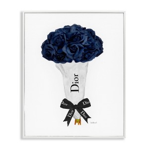 Stupell Industries Blue Rose Floral Bouquet Fashion Glam Bow, 20" x 16" - 1 of 4
