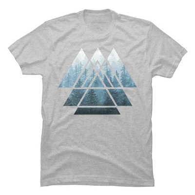 Men's Design By Humans Sacred Geometry Triangles - Misty Forest By Maryedenoa T-Shirt