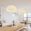 Angel Sar Height-Adjustable Farmhouse Pendant Light, Hand-Woven Rattan Paper Shade with 12-59 inch Adjustable Rope, E26 Socket Hanging Lamp - 3 of 4