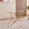 Sofa End Table with Metal Leg and Tempered Glass, Modern Space Saving Kitchen Table for Living Room Office Balcony - 3 of 4