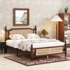 KIGFTSOD Queen Pine wooden Bed with Rattan Headboard and Footboard, with Central Enhanced Bed Platform - 2 of 4