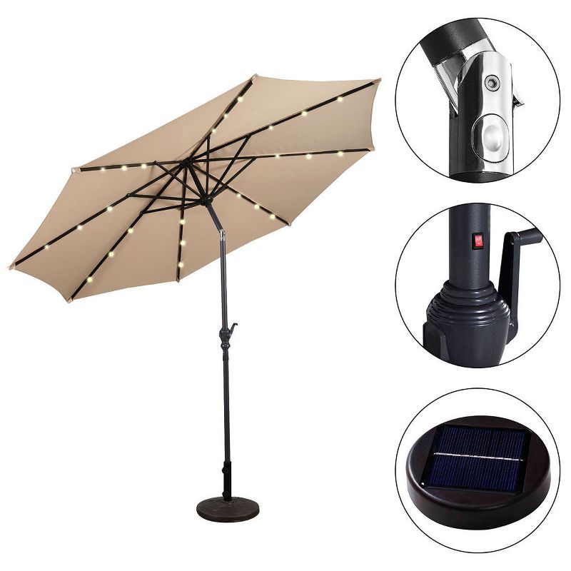 Costway 10ft Patio Solar Umbrella LED Patio Market Steel Tilt w/ Crank Outdoor Beige, 5 of 11