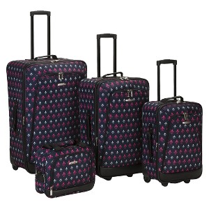 Rockland Reaction 4pc Expandable Luggage Set - Black Icon, Black/Red/Blue