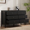 Heynemo 6 Drawer Dresser, Fluted Modern Wood Dresser with Ball Bearing Slide, Ideal for Bedroom TV Stand Storage Cabinet, Set of 1, Black - 2 of 4