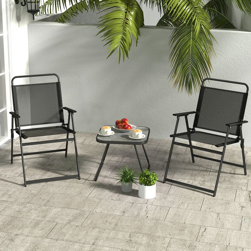 Costway 3pcs Patio Folding Conversation Chairs&Table Heavy-Duty Metal Outdoor Portable, 2 of 11