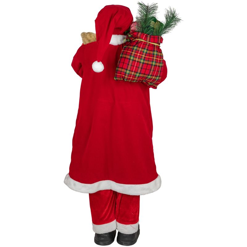 Northlight 48" Santa Claus with Teddy Bear and Gift Sack Standing Christmas Figure, 5 of 6
