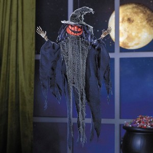 Morris Costumes 2 Ft. Hanging Pumpkinhead Man with Hat Halloween Decoration - 1 of 2