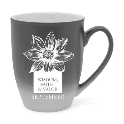 Elanze Designs Wisdom Faith And Valor Two Toned Ombre Matte Gray and White 12 ounce Ceramic Stoneware Coffee Cup Mug
