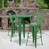 Emma and Oliver Commercial 30" Round Green Metal Indoor-Outdoor Bar Table Set-2 Cafe Stools - 2 of 4