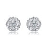 Guili White Gold Plated Vintage Pinwheel Cluster Stud Earrings with Cubic Zirconia, A Timeless & Exquisite Jewelry Piece for Everyday Elegance - 3 of 3