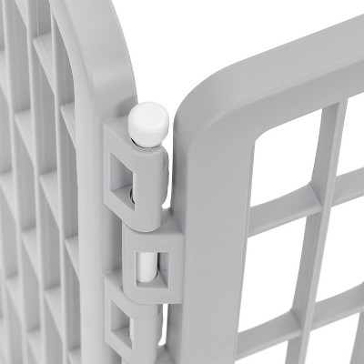 Silver 24-Inch 4-Panel Plastic Pet Playpen with Door