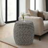 Royal Hampton 18" Side End Table | Silver Metallic Beads Studded Pattern | Nickel Coated Iron Frame - 2 of 4