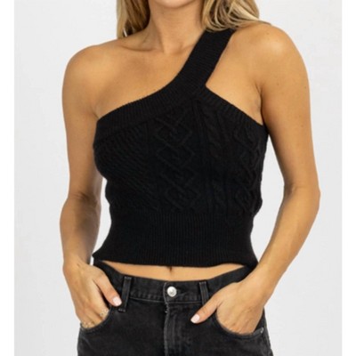 Women's CABLEKNIT ONE SHOULDER SWEATER TOP - CRESCENT