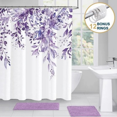 LunaLulinlk Weighted-Hem Fabric Bathroom Curtain,Purple