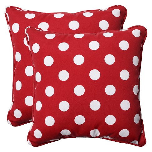 2 Piece Outdoor Toss Pillow Set Red White Polka Dot 18 Target