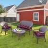 ARTPLAN 3 Pieces Outdoor Chair Cushions Clearance with Ties,44x19x5 Inches,1 Love seat &2 U-Shape Tufted Patio Bench Cushions for Outdoor Furniture - 2 of 4