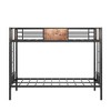 SeaCamel ‌Vintage Brown Twin-over-Twin Metal Bunk Bed - Heavy Duty, Space-Saving Design with Double Safety Guard Rails - 2 of 4