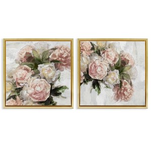 Stupell Industries Traditional Peony Blossoms Arrangement 2pc Floating Frame Art Set - 1 of 4