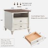 24" Farmhouse Nightstand wtih Charging Station, Square End Table Side Table with 4 Solid Wood Feet &  2 Drawers for Living Room, Bedroom - 4 of 4