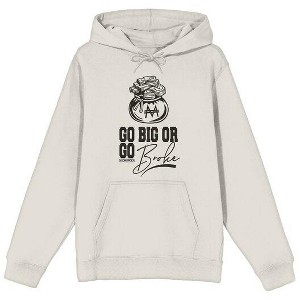 Monopoly Go Big Or Go Broke Adult Sand Long Sleeve Hooded Sweatshirt - 1 of 2
