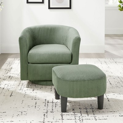 TIRAMISUBEST Swivel Accent Chair 360¡ãComfy Recliner Corduroy Arm Chair Single Sofa with Ottoman for Living Room Bedroom