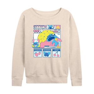 Women's - Lilo and Stitch - Stitch Food Kawaii Lightweight French Terry Wide Neck Long Sleeve Shirt - 1 of 4