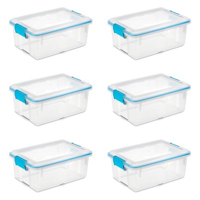 Sterilite 25 Quart Latching Storage Box – Stackable Clear Bins With Latch Lid (6-Pack)