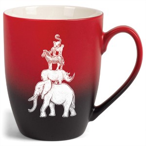 Elanze Designs 12 Ounce Ceramic Decorative Laser Engraved Elephant Rhino Zebra Cheetah Lemur Giftable Novelty Tea Coffee Cup Mug Red and Black Stacked - 1 of 4