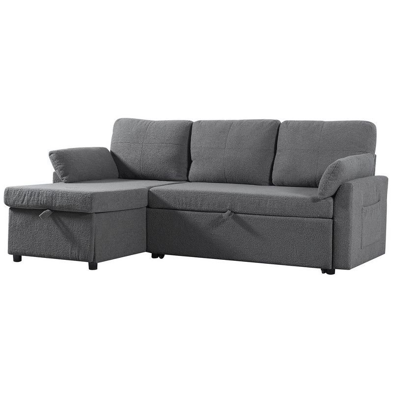 84.2" Sleeper Sofa Bed,Pull Out Sofa Bed with Storage Chaise L Shape Sectional Sofa, 1 of 9