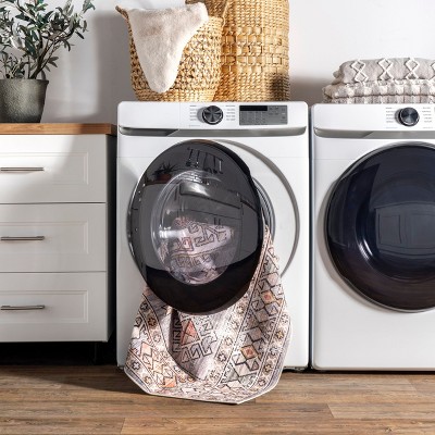 Light Gray Tribal Motif Washable Area Rug