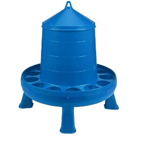 Poultry Feeder with Legs (Blue) - Durable Feeding Container with Carrying Handle for Chickens & Birds (26 Lbs) - 1 of 1