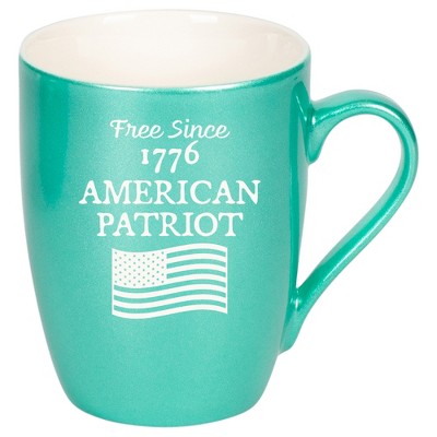 100 North United States of America 10 Ounce Seafoam Metallic Finish, Comfortably Fits Your Hands, New Bone China Coffee Tea Cup Mug, Free Since 1776