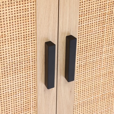 Black and Brown Wood 2-Door Freestanding Storage Cabinet