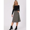 INSPIRE CHIC Women's Casual Solid Faux Suede Pockets Stretch A-line Midi Skirt with Belt - 2 of 4