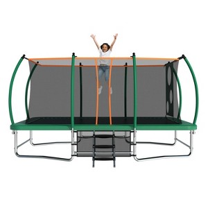 BestParts 10x16FT Rectangle Trampoline with Ladder, Safety Net & Soccer Basket – Green Steel Frame - 1 of 4