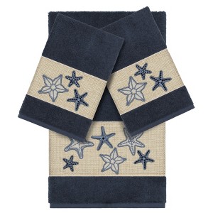 Linum Home Textiles 100% Turkish Cotton LYDIA Embellished Towel Set - 1 of 4